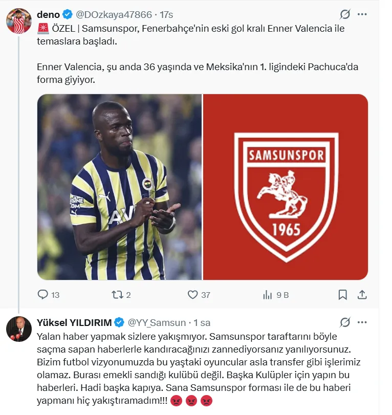Fenerbah&ccedil;e&rsquo;nin eski oyuncusu Enner Valencia ile temas