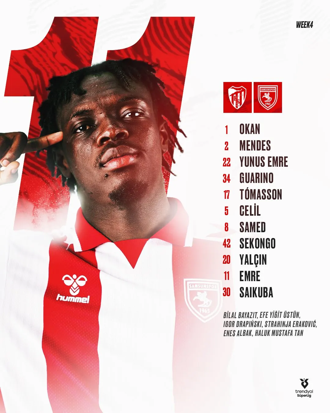 Kocaelispor Samsunspor Ma&ccedil;ına Saatler Kala Muhtemel 11&rsquo;ler! Samsunspor&rsquo;un Muhtemel 11&rsquo;i