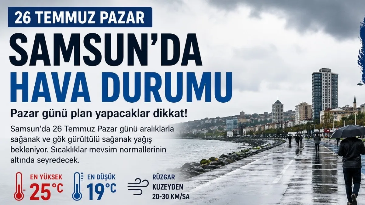 26 Temmuz Pazar Samsun Hava Durumu! Pazar G&uuml;n&uuml; Samsun'da Hava Nasıl Olacak?