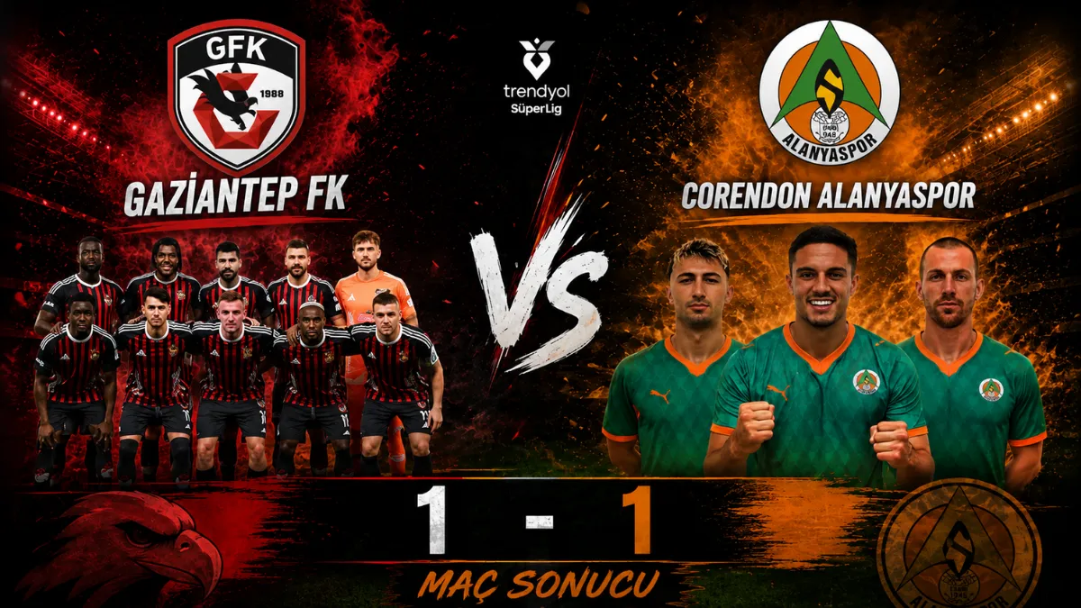 Gaziantep FK ile Alanyaspor maç sonucu: 1-1
