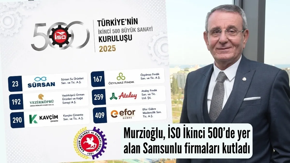 Murzioğlu, İSO İkinci 500’de yer alan Samsunlu firmaları kutladı
