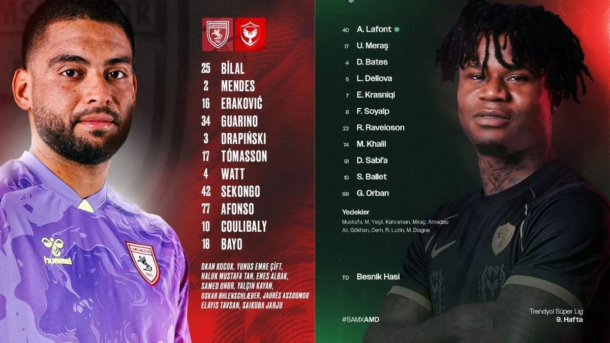 Samsunspor Amedspor Maçında İlk 11’ler Açıklandı