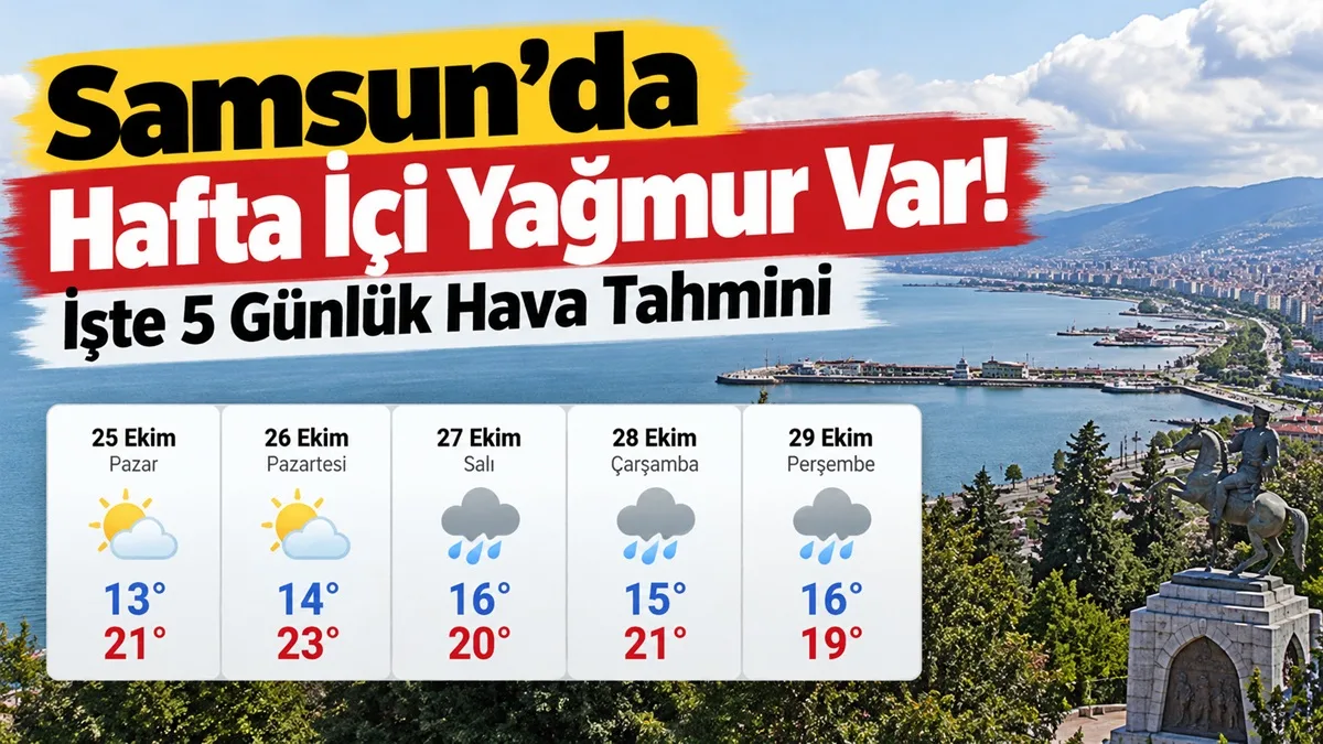 Samsun'da bugün hava nasıl? Samsun’da Hafta İçi Yağmur geliyor! 25 Ekim Samsun Hava Durumu