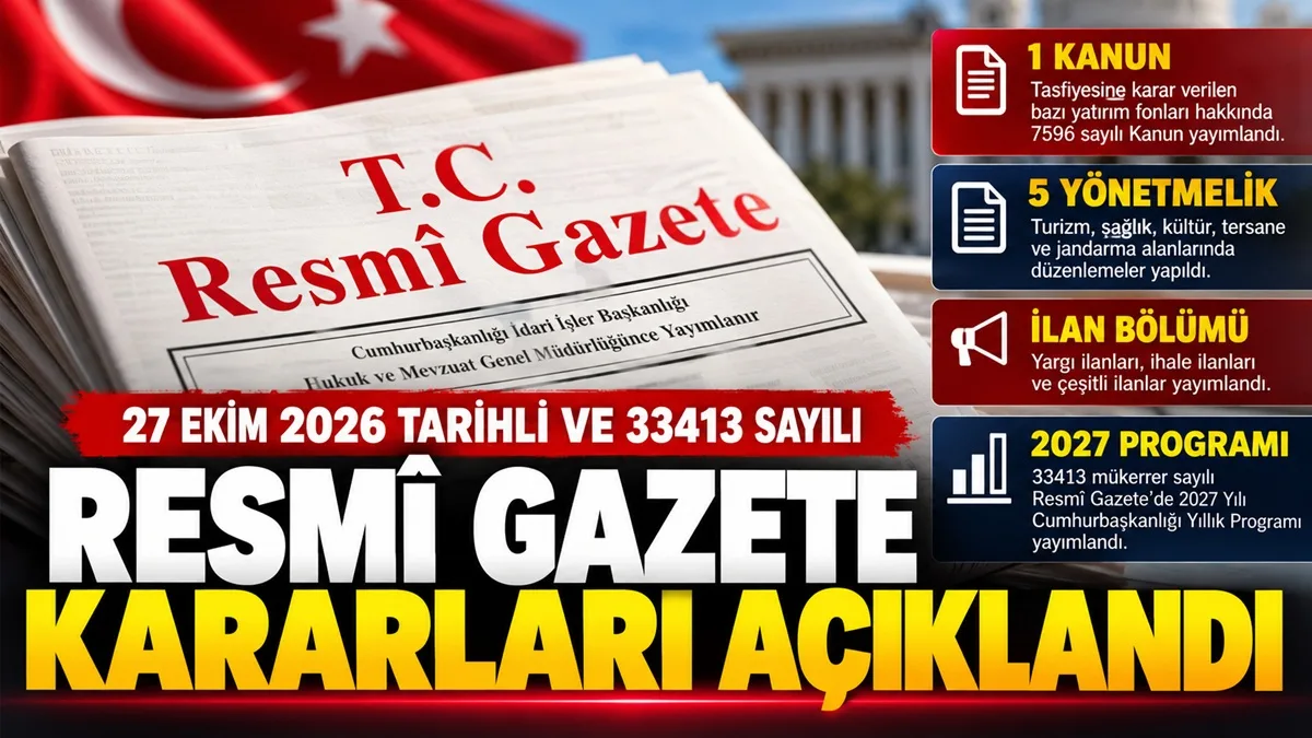 27 Ekim 2026 Resmî Gazete Kararları: 5 Yönetmelik ve 2027 Programı