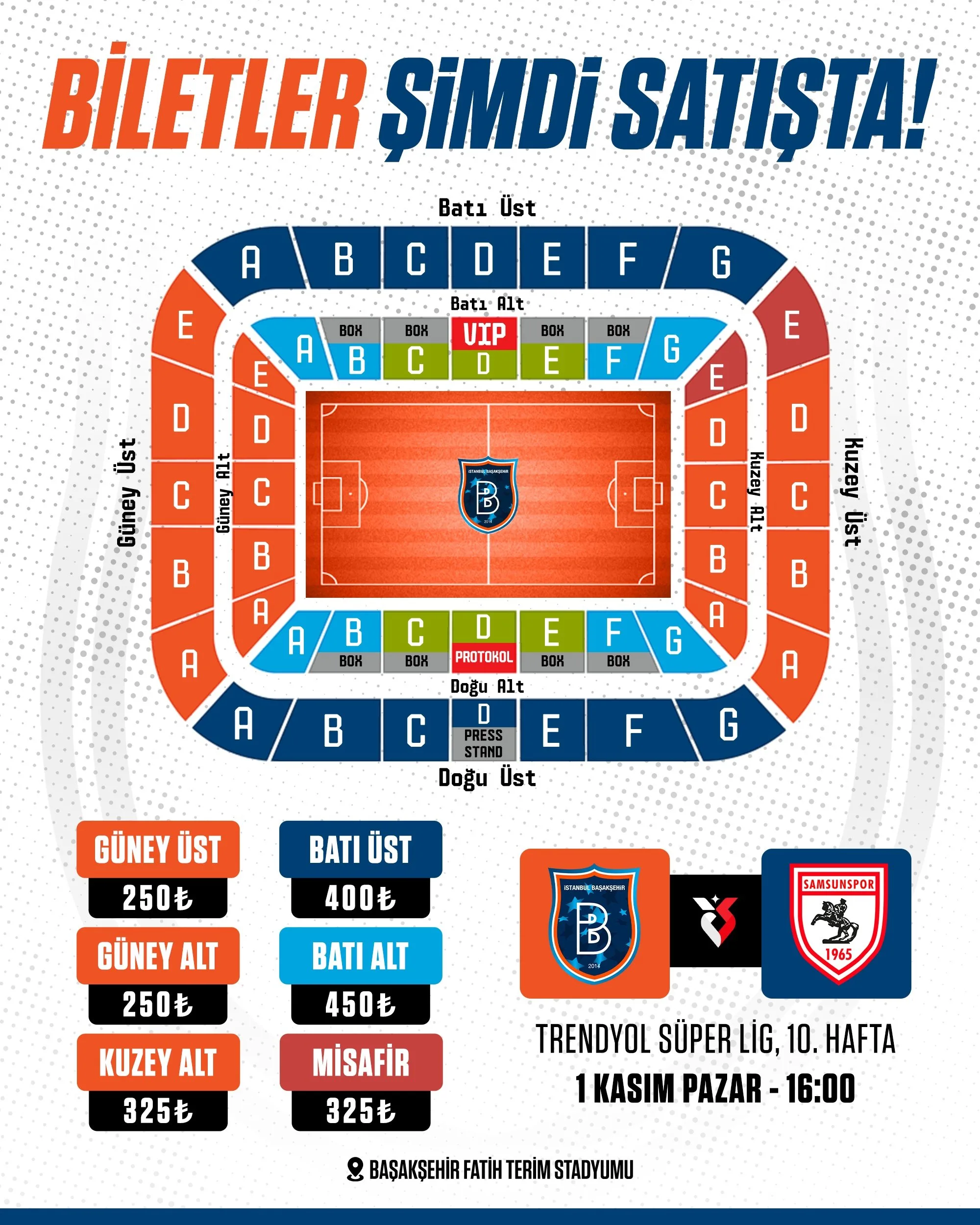 Başakşehir Samsunspor Maçının Biletleri Satışa Çıktı! Samsunspor ve Başakşehir’de Maç Mesaisi!