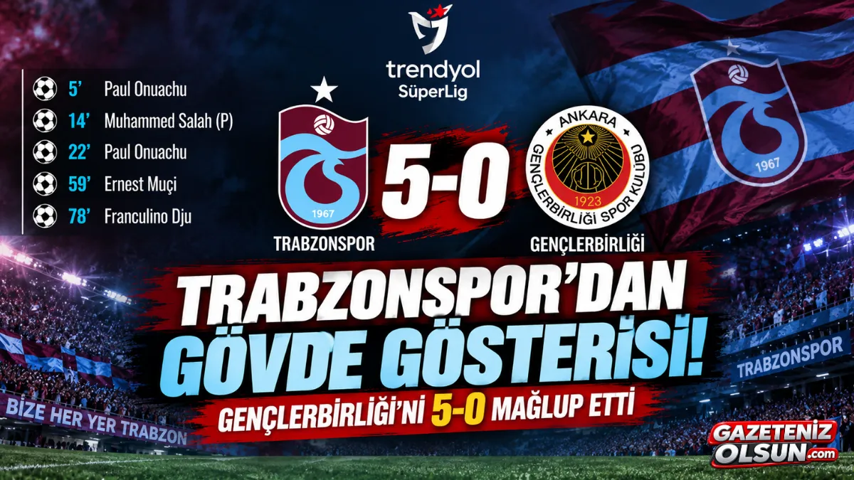 Trabzonspor’dan Gövde Gösterisi! Gençlerbirliği’ni 5-0 Mağlup Etti